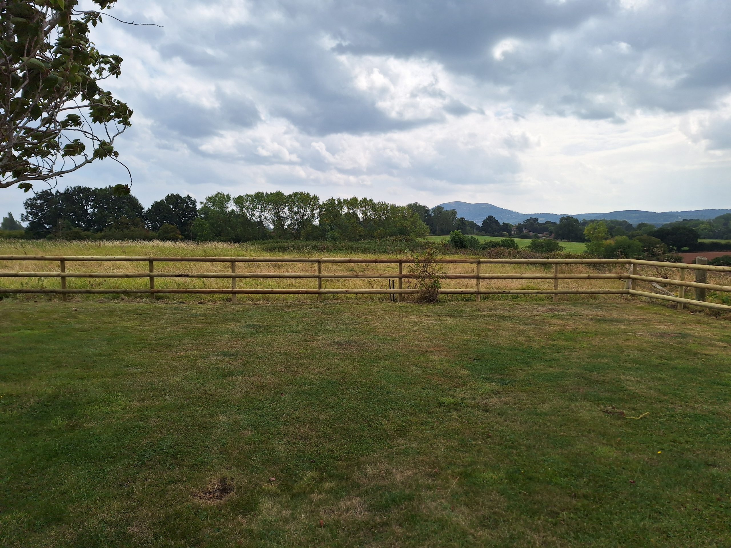 Post and rail fencing in open countryside, Worcestershire fencing contractor