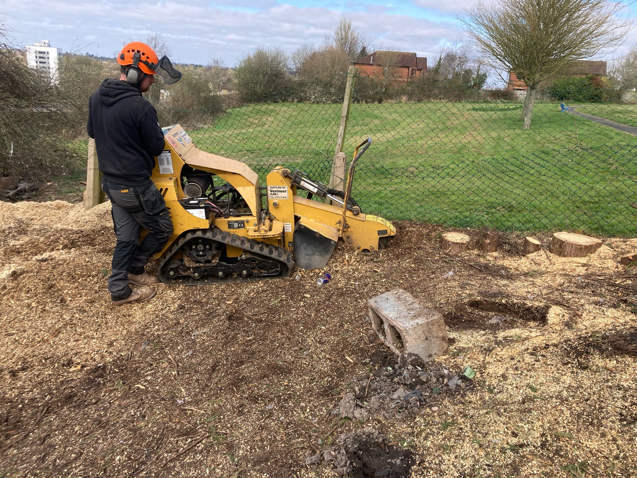 Stump grinding open field