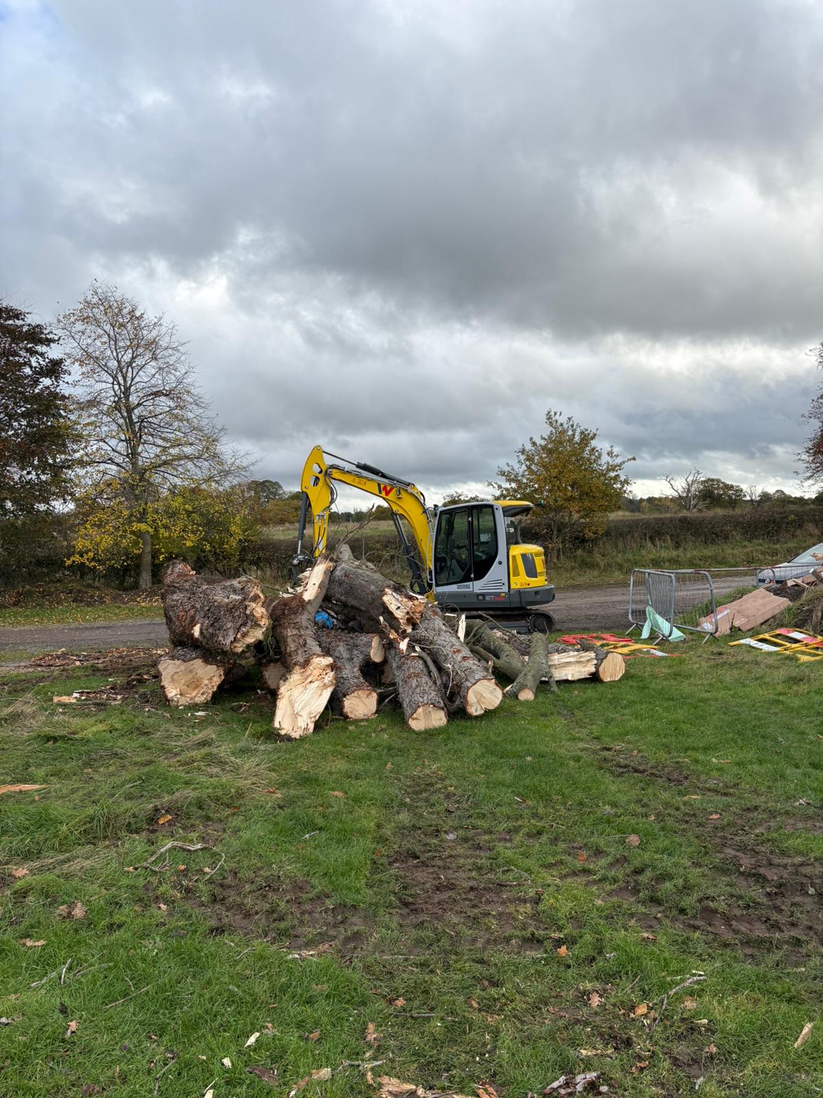 Large scale site clearance with excavator